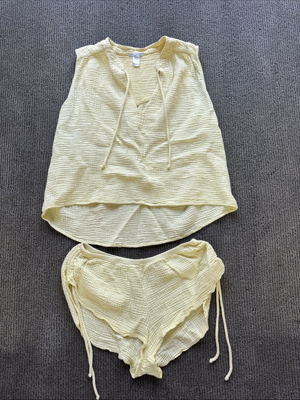 Eberjey Pale Yellow Sleeveless Textured Lounge Top